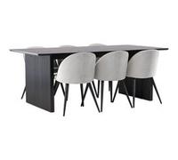 Ensemble Table à Manger & 6 Chaises Vail & Velvet 200cm Gris et Noir Noir
