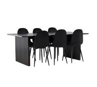 Ensemble Table à Manger & 6 Chaises Velours Vail & Polar 200cm Noir