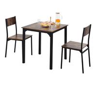 Ensemble Table à Manger 70 x 70 x 75 cm avec 2 Chaises pour 2 Personnes pour Cuisine, Salle à Manger, Salon,Marron Rustique et Noir