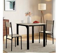 Ensemble Table à Manger avec 2 Chaises - BELLEMAVE - Table de Cuisine Carrée de 70 cm - Multi-usages - Couleur Bois Naturel