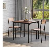 Ensemble Table à Manger avec 2 Chaises - Style Industriel - Carré-2 Personnes - 70x70x75cm - Marron Rustique+noir