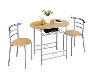 Ensemble Table à Manger avec 2 Chaises - Yaheetech - Naturel - Robuste et Gain de Place
