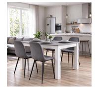Ensemble Table à Manger avec 4 Chaises Velours Gris - Mondeer - Table et Chaises pour Salle à Manger 138 x 90 x 75 cm Gris et Blanc