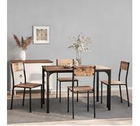 Ensemble table à manger compact 4 chaises, design minimaliste, panneaux de particules, tons marron