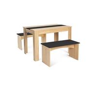 IDMarket Ensemble table à manger Rozy 110 cm – 4 personnes façon hêtre et noir
