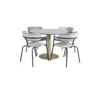 Ensemble Table à Manger et 4 Chaises Estelle II & Arrow 106cm Gris Foncé et Gris