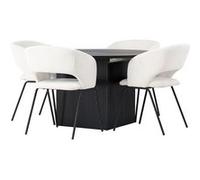 Ensemble Table à Manger et 4 Chaises Extensible Matilda et Day 130-180cm Noir et Blanc Cassé Noir
