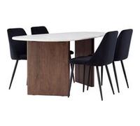 Paris prix Table à manger avec 4 chaises - Gris clair & noir