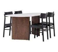 Ensemble Table à Manger et 4 Chaises Gronvik & Montros 180cm Gris Clair et Noir Gris