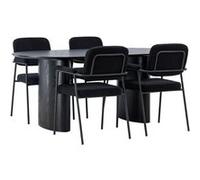Ensemble Table à Manger et 4 Chaises Isolde & Yesterday 180cm Noir Noir