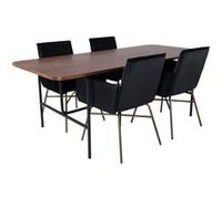 Ensemble Table à Manger et 4 Chaises Uno et Petra 200cm Noir et Marron