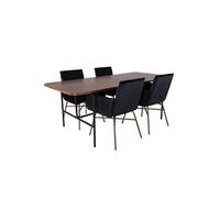 Ensemble Table à Manger et 4 Chaises Uno et Petra 200cm Noir et Marron