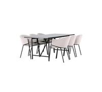 Ensemble Table à Manger et 6 Chaises Astrid & Evelina 200cm Noir Gris