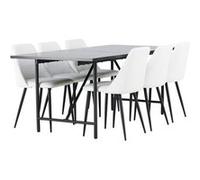 Ensemble Table à Manger et 6 Chaises Astrid & Night 200cm Noir et Blanc Noir