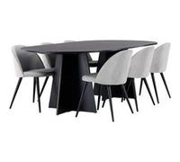 Ensemble Table à Manger et 6 Chaises Bootcut & Velvet 230cm Noir et Gris Noir