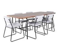 Ensemble Table à Manger et 6 Chaises Uno & Kenth 200cm Gris et Marron