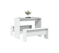 vidaXL Ensemble table à manger et bancs 3pcs Blanc Bois d'ingénierie