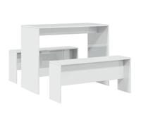 Ensemble table à manger et bancs - vidaxl - 3 pièces - Bois d'ingénierie - Blanc brillant - Table: 97x47x75 cm