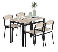 Ensemble table à manger et chaises - HOMCOM - métal - 100x63x76,5cm - Bois naturel