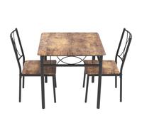 Ensemble Table a Manger et chaises pour 2 Personnes,Table de cuisine avec 2 chaises encastrable,Pieds en Acier,Ensemble Table salle a manger 3 pièces industriel pour petit espaces,appartement(Brun)