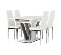 Ensemble Table à Manger Extensible & 4 Chaises Disa & Pastil 120-160cm Blanc