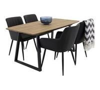 Ensemble Table à Manger Extensible & 4 Chaises Inca & Comfort 160-200cm Noyer & Noir Noir