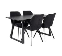 Ensemble Table à Manger Extensible & 4 Chaises Inca & Gemma 160-200cm Noir