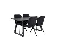 Ensemble Table à Manger Extensible & 4 Chaises Inca & Gemma 160-200cm Noir