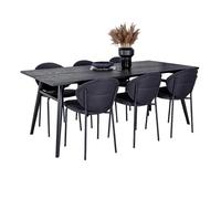Ensemble Table à Manger Extensible & 6 Chaises Sleek & Vault 195-280cm Noir