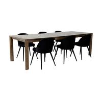 Ensemble Table à Manger Extensible & 6 Chaises Slider & Velvet 170-250cm Noir & Marron
