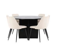 Ensemble Table à Manger Extensible & 6 Chaises Strada & Night 170cm Noir & Beige