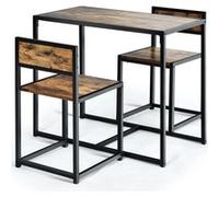 ensemble table à manger giantex brun rustique 1 table et 2 chaises encastrable style industriel moderne pour salle à manger, bistro Brun G