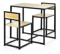 ensemble table à manger giantex naturel 1 table et 2 chaises encastrable style industriel moderne pour salle à manger, bistro Naturel G
