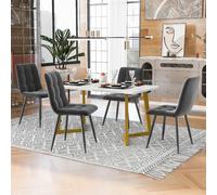 Ensemble table à manger rectangulaire avec 4 chaises en velours gris