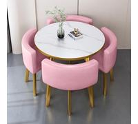 Ensemble table à manger ronde en marbre de qualité supérieure pour 4 personnes avec 4 chaises, multifonction pour salon, balcon et bureau, combo café/salle à manger (couleur : )