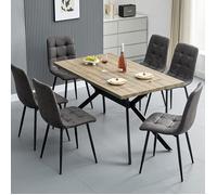 Ensemble table à manger - WAFTING - 140x80 cm - 6 chaises - Aspect bois - Scandinave