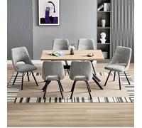 Ensemble table à manger - WAFTING - 140x80 cm - 6 chaises pivotantes 360° - Bois clair - Style scandinave