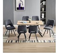 Ensemble table à manger - WAFTING - 140x80cm - 6 chaises - Chaises pivotantes 360° - Style scandinave