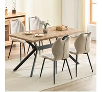 Ensemble table à manger - WAFTING - 4 places - Table 140x80x73 cm - Chaises tissu kaki - Pieds métal