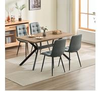 Ensemble table à manger - WAFTING - Table 140x80 cm + 4 chaises - 4 places - Gris foncé - Style scandinave