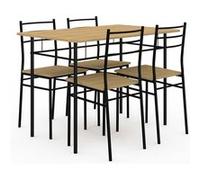 Ensemble table ANGIE 4 personnes + 4 chaises bois et métal noir Bois G