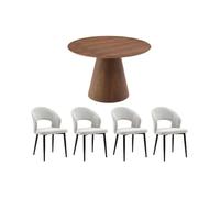 Vente-unique - Ensemble Table ANTALIZA + 4 chaises Niyama - Naturel foncé et Gris