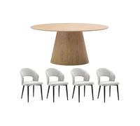 Vente-unique - Ensemble Table ANTELADA + 4 chaises Niyama - Naturel Clair et Gris