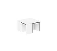 Ensemble table basse et 3 tables d'appoint gigognes ROSKILDE - MDF Blanc - Carré - 60x60x36.8 cm