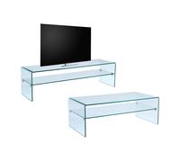 Ensemble Table basse + Meuble TV - Verre trempé - Séjour design STILEOS