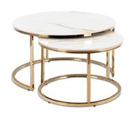 Ensemble table basse MILANO 60 cm/80 cm Marbre blanc/Golden Glamour
