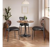 Ensemble table basse ronde en cuir pour salon, 1 table et 3 chaises
