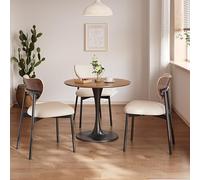 Ensemble table basse ronde en cuir, table de salle à manger et chaises pour salon avec 1 table et 3 chaises