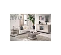 Ensemble Table Basse + Table d'Appoint + Buffet 3P Led Gris Metallisé et Mat - AUXANE -