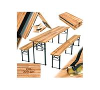Ensemble table brasserie bancs pliable en sapin marron 220x50 5x77 cm